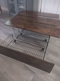 New In Box Set Of 4 Metal And Wood Under Bed Storage
