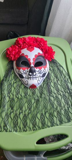 Day of the Dead Sugar Skull Mask with Flowers