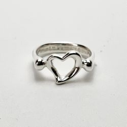 Tiffany & Co. Elsa Peretti 925 Sterling Silver Open Heart Ring 4'' 