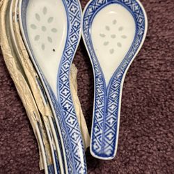 Set Of 5 Vintage New Rice Spoons 