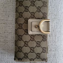 Gold/Bronze GG Canvas and Leather D Ring Continental Wallet