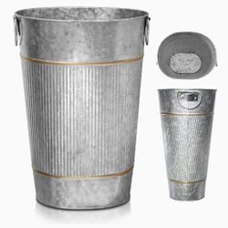 NEW - Tavenly Galvanized Vintage Rustic Farmhouse Trash Can 3.5 Gallons