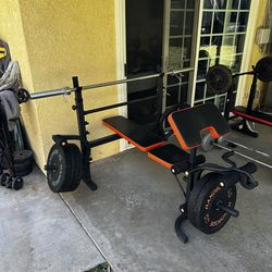 Gym bench and weights and Bar for sell