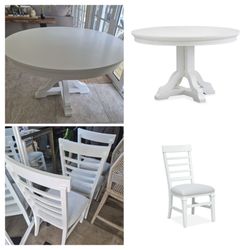 PRICE IS NEGOTIABLE / DELIVERY FOR EXTRA FEE / Elegant Round Dining Set – Bright White Finish