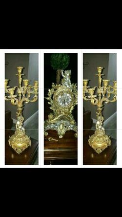 Antique Bronze Mantel Set