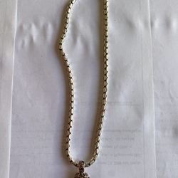 Vintage Filigree Pendant With Faceted Stone Necklace Silver