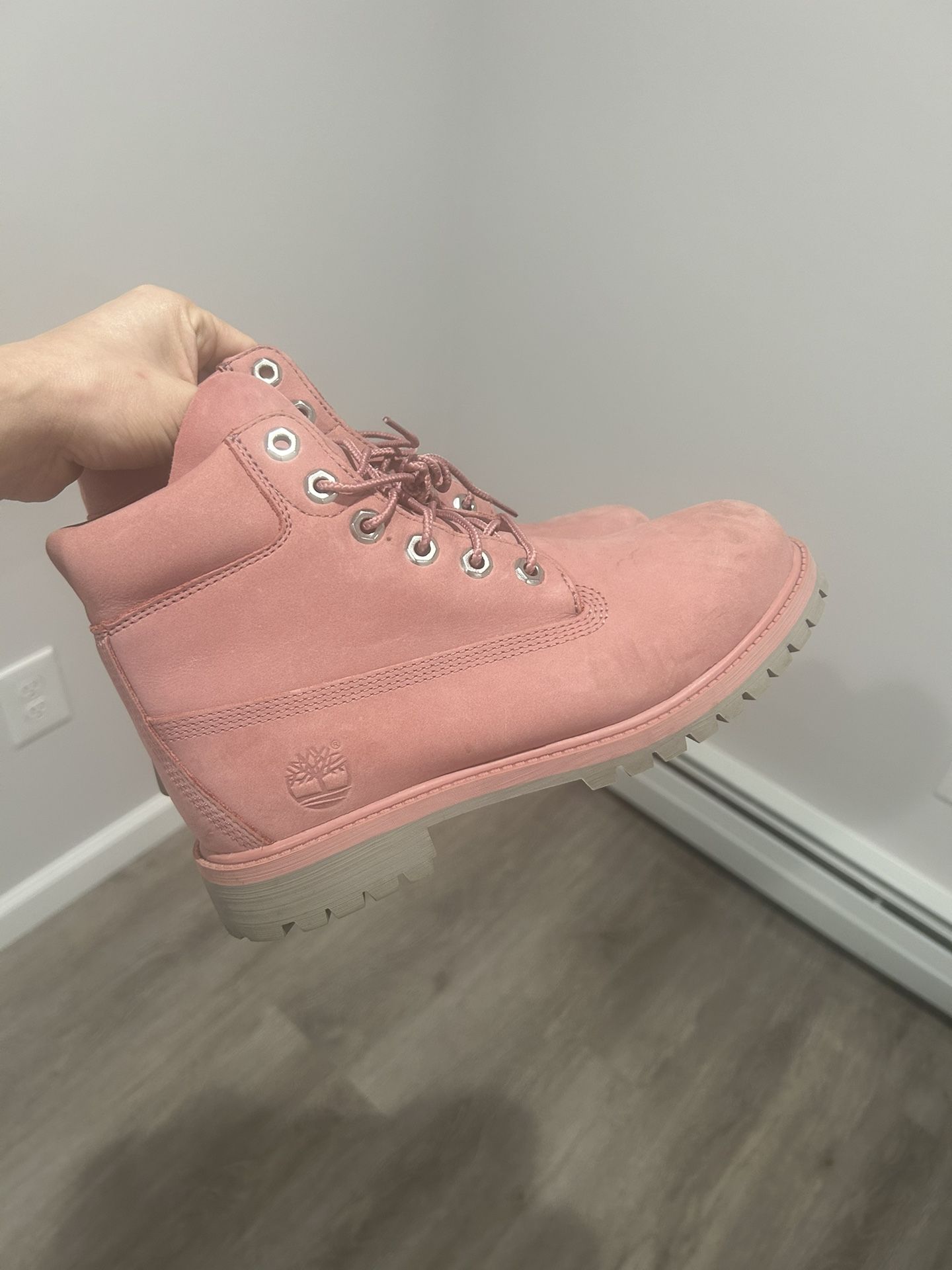 Timberland Boots Pink With Double Sole Gray