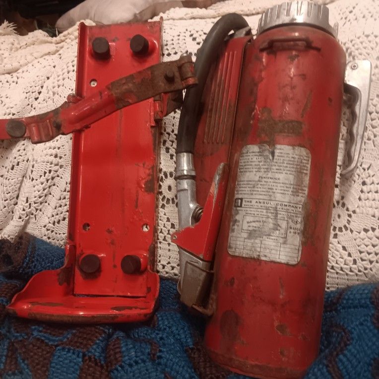 Old Vintage Fire Extinguisher With Mount
