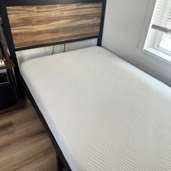 Wooden Bed Frame w/ mattress