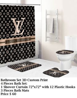 Louis vuitton luxury bathroom set shower curtain style 33