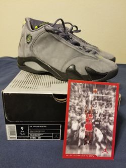Air Jordan 14 sz 9 Lt Graphite Chartreuse