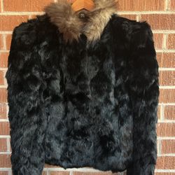 Vintage Women’s Rabbit Fur Coat Black/Brown
