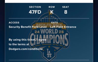 Dodgers vs Padres 7/3 - 1 ticket on first level, drone show