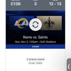 Rams vs saints tickets Nov 2nd