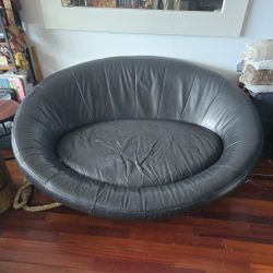 Round Leather Couch! Unique Rare Antique Find