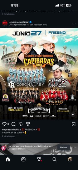 2 tickets for tonight Julio Preciado and el coyote