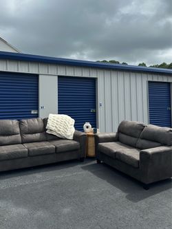 Ashley Furniture Charcoal Microfiber Sofa & Loveseat Set (FREE delivery)