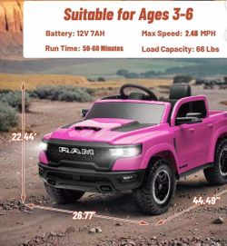 R4) Ram 1500 RHO 12V Electric Pickup Truck with Remote Control, Bluetooth, Seat Belt,Pink color $90