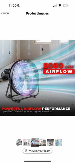 XtremepowerUS 24" Industrial Shop Fan High-Velocity Flow Drum Fan Floor Fan Rolling Drum Garage Tilt 3 Adjustable Speed Commercial, Gym, Garage Use, B