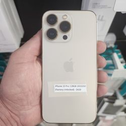 Apple IPhone 13 Pro 128GB in Gold (Factory Unlocked/Desbloquiado). 