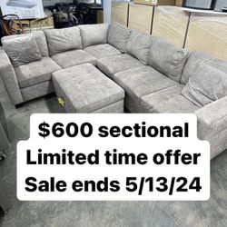 Kylie Fabric Sectional with Ottoman / sofa / living room furniture 