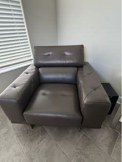 Leather Accent Chairs- Gray