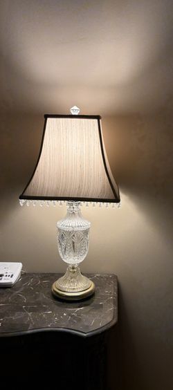 Antique Crystal And Gold Lamp 