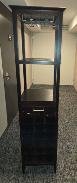 Crate and Barrel Madison Bar Wine Tower, Espresso Finish.