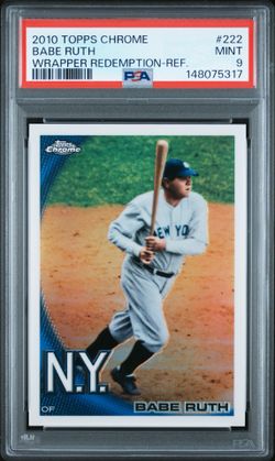 2010 Topps Chrome Wrapper Redemption Refractor Babe Ruth #222, professionally graded PSA 9 Mint