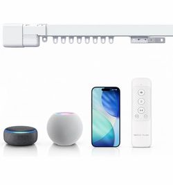 M1 Pro Motorized Curtain Track, No-Cut Adjustable Smart Curtain Rail with Remote, Matter over Wi-Fi, Works with Apple Home, Alexa & Google Home, Ceili