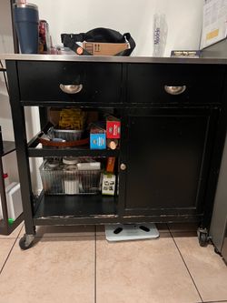 Black Kitchen Island with Steel Top