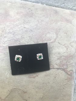 Sterling silver with crystal stone stud earrings