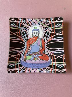 Mini Buddha Square Glass Jewelry Tray 