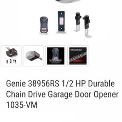 Genie 38956RS 1/2 HP Durable Chain Drive Garage Door Opener 1035-VM