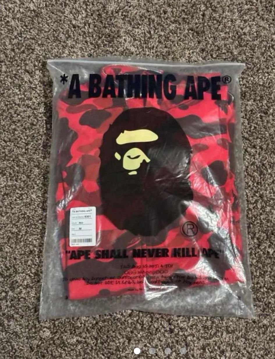 Red And Black Camo Bape Hoodie