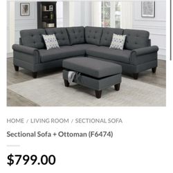 Gray Sectional Sofa With Ottoman