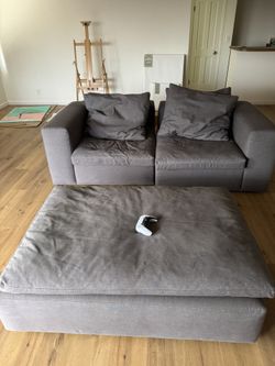 Gray Sectional Sofa with Ottoman