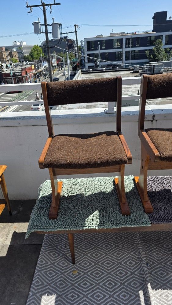 Mid-Century Gangso Mobler 6 Natural Wood with Original Fabric Cushions