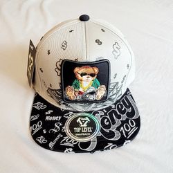 TOP LEVEL "MONEY" TEDDY BEAR SNAPBACK HAT