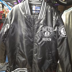 Brooklyn Nets JH Design Full-Snap Satin Black Jacket $50