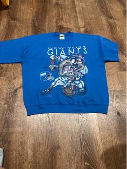90s New York Giants blue crewneck sweatshirt Size tax XL sleeves cut off