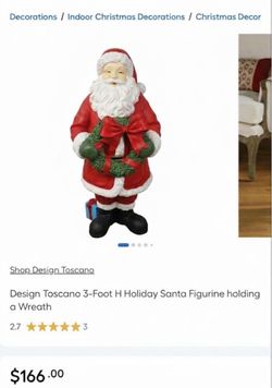 Design Toscano 3-Foot Santa Figurine Holding Wreath