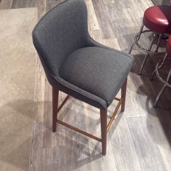 Modern Gray Bar Stool – Wood Frame