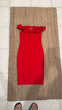 Zara red dress off the shoulders
