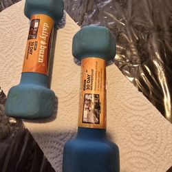 Neoprene Coated Dumbbell Hand Weights 2 lbs, Set of 2 , Anti-Roll Non-Slip Exercise Fitness,fat burn, Includes 30 day membership 