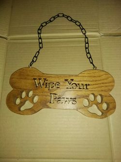 Custom hanging solid oak dog sign 🐶