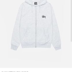 grey/heather stussy zip up hoodie