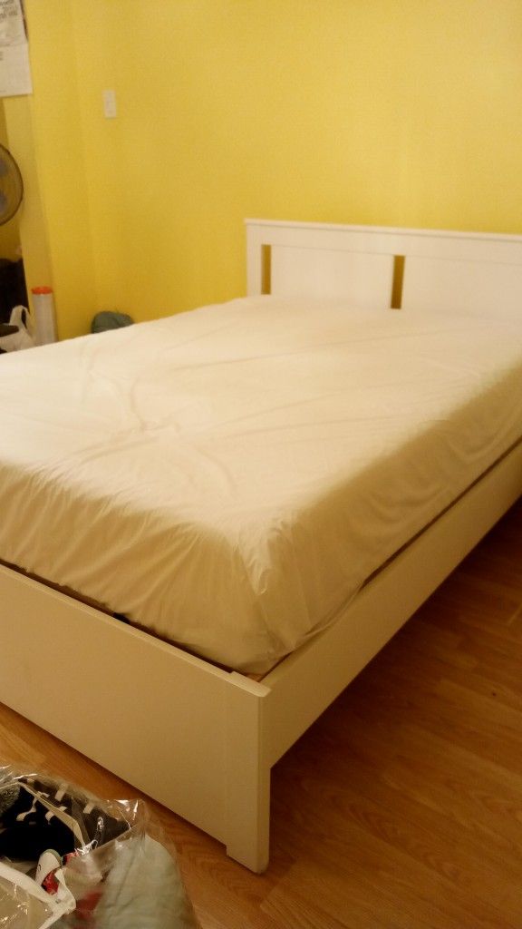 Ikea Full Songesand Bed Frame + Mattress + Topper