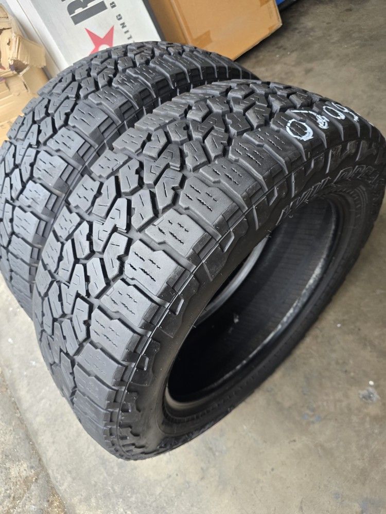 only 2 used tires Lt265 60r20 falken wildpeak at3 $150.00only 2 used tires Lt265 60r20 falken wildpeak at3 $150.00