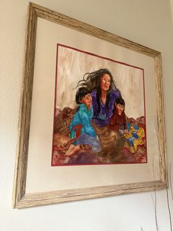 “Mother and Children” 40” x 40” Original Watercolor